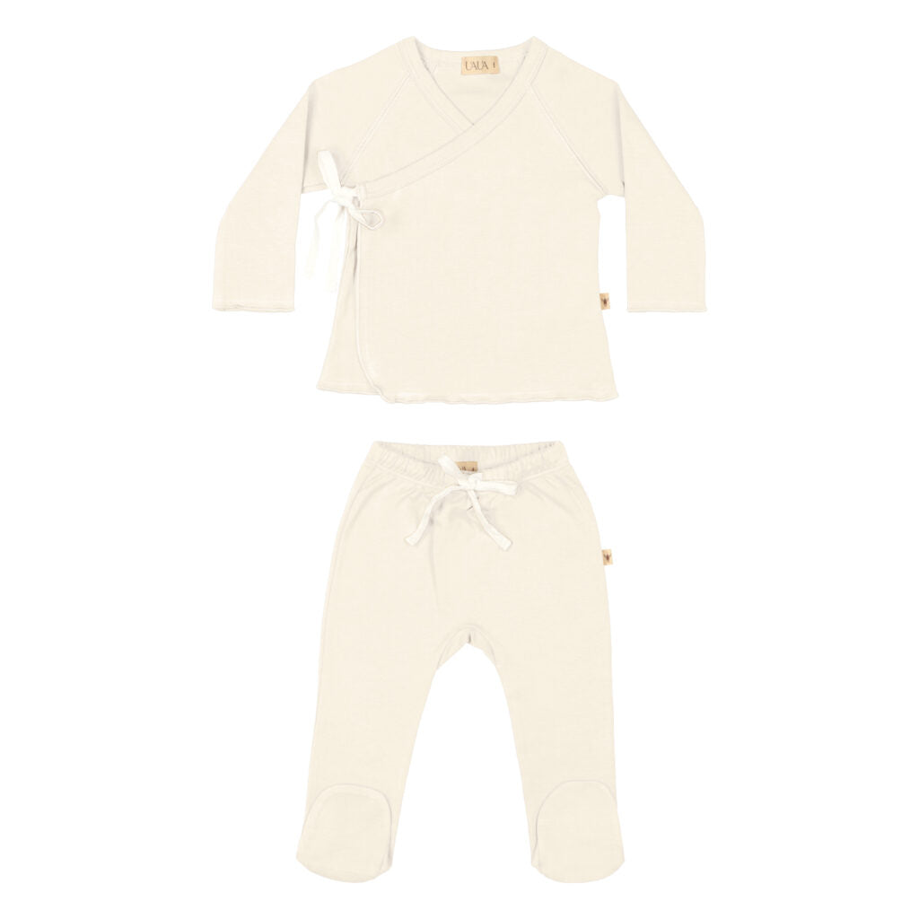 Ruffled Kimono Set & Hat - crema