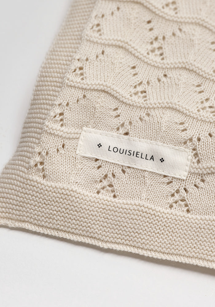 Louisiella Lacey Knit Blanket Pale Beige/Cream