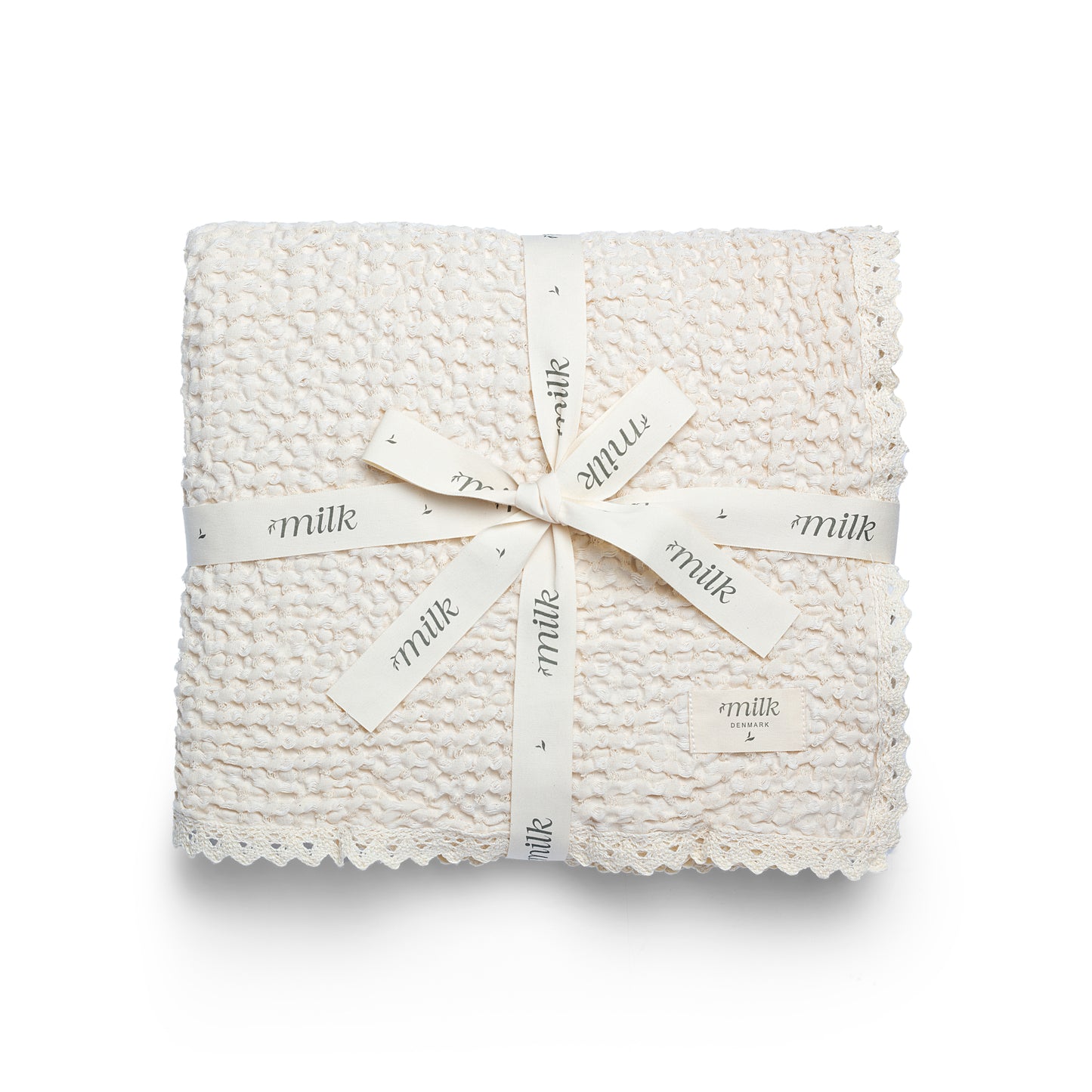 Lace Edge Blankets Waffle Ivory