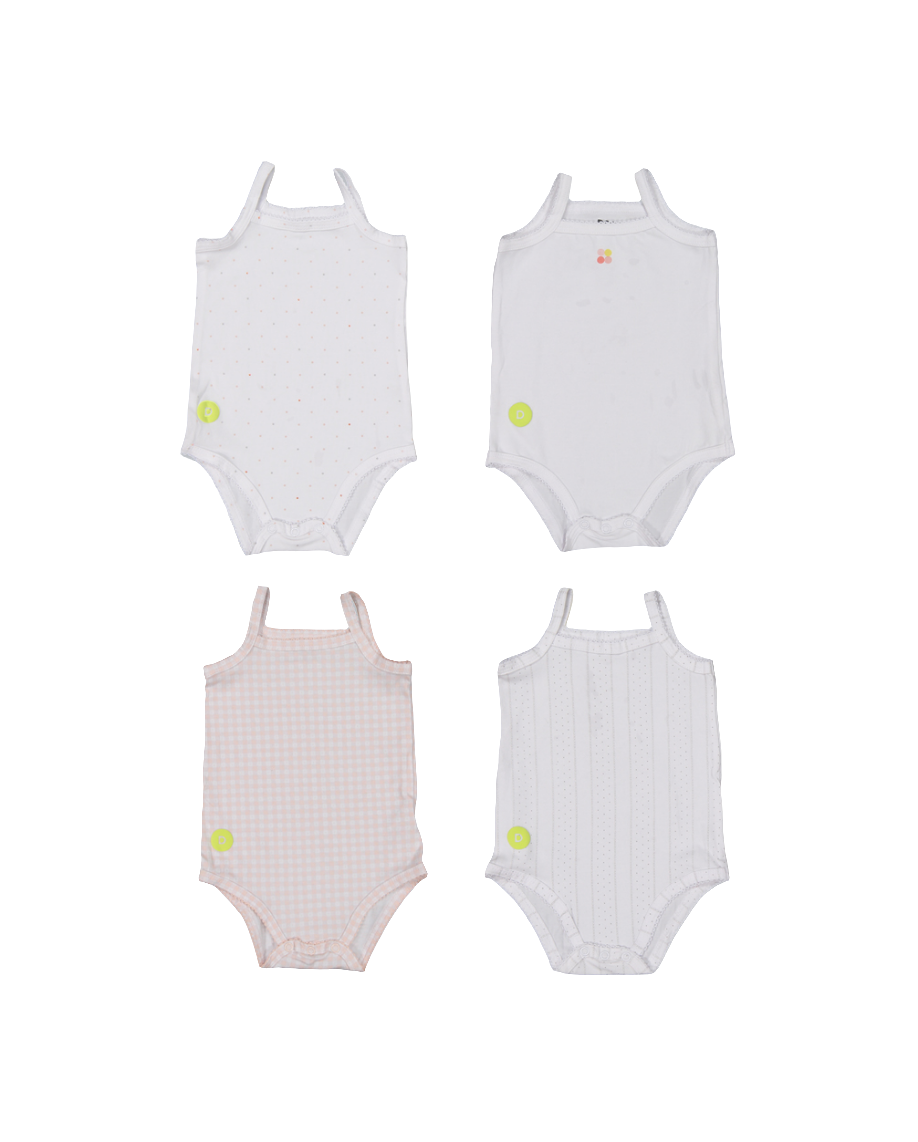 Baby Girl Sleeveless 4pc Onesie Set