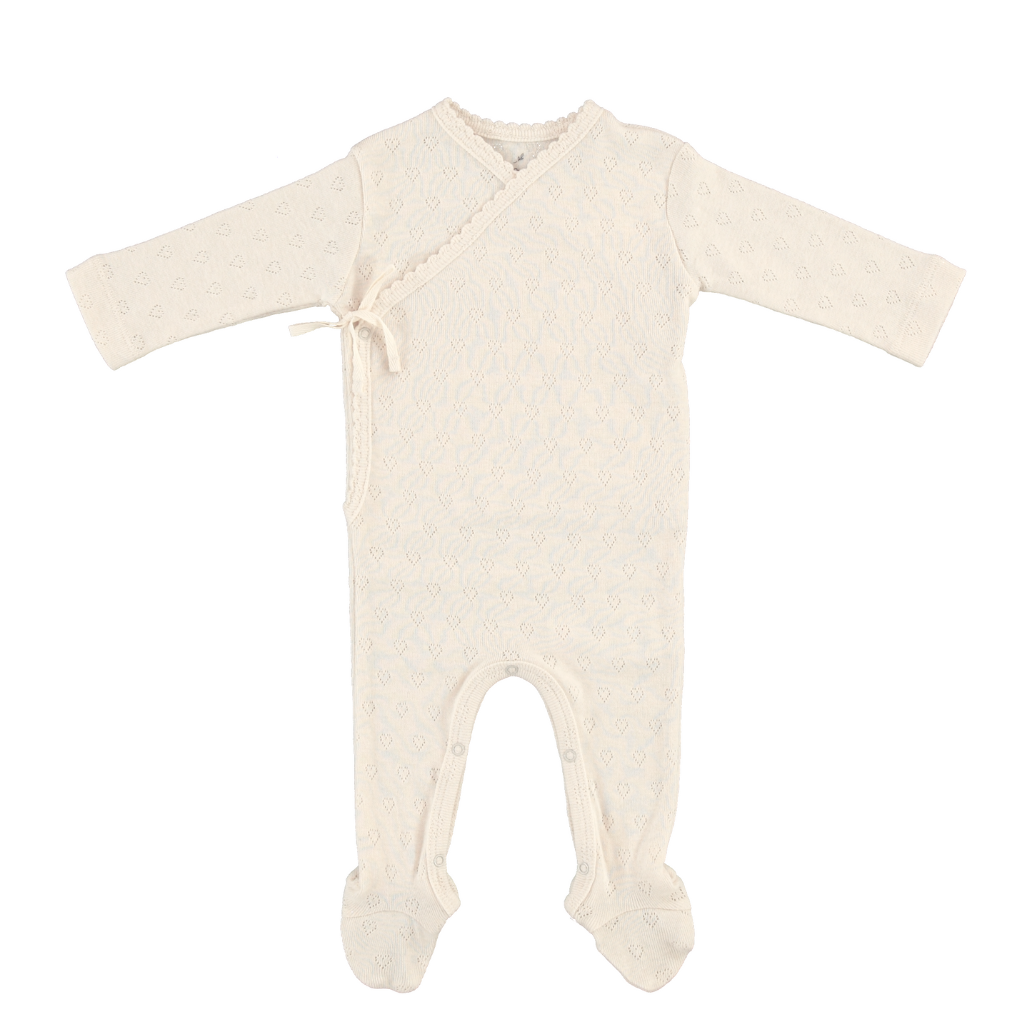 Bebe Organic Natural Heart Pointelle Wrap Overal + Bonnet