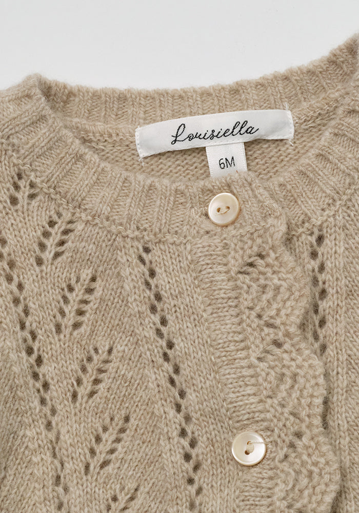 Louisiella Baby Abbie Knit Cardigan- Beige