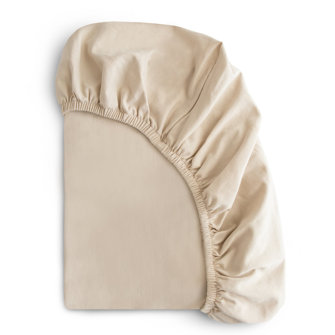 Mushie stretchy crib sheet - Fog