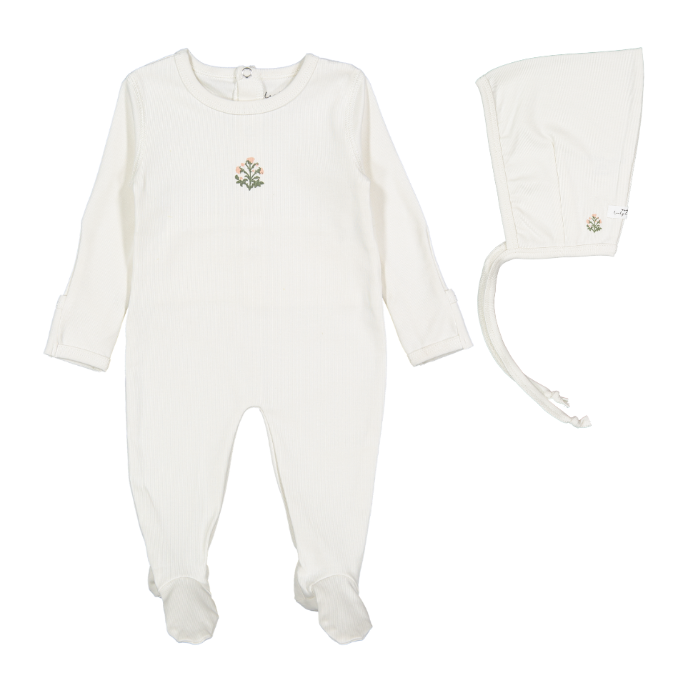 Lovely Littles Zara Embroider Footie + Bonnet - Pink