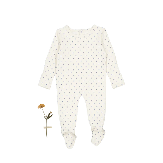 The Printed Romper and Bonnet - Blue Demask
