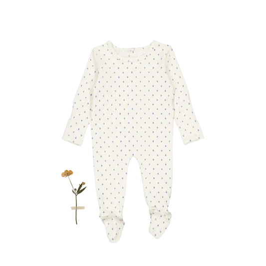 The Printed Romper and Bonnet - Blue Demask