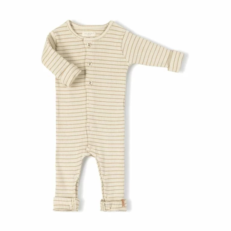 Biscuit Stripe Ribbed Onesie