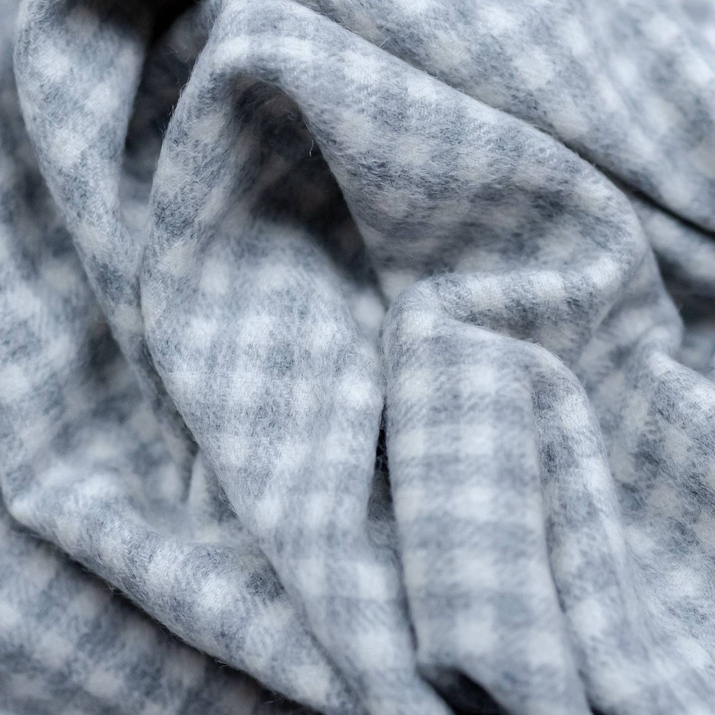 Lambswool Baby Blanket - Grey Gingham