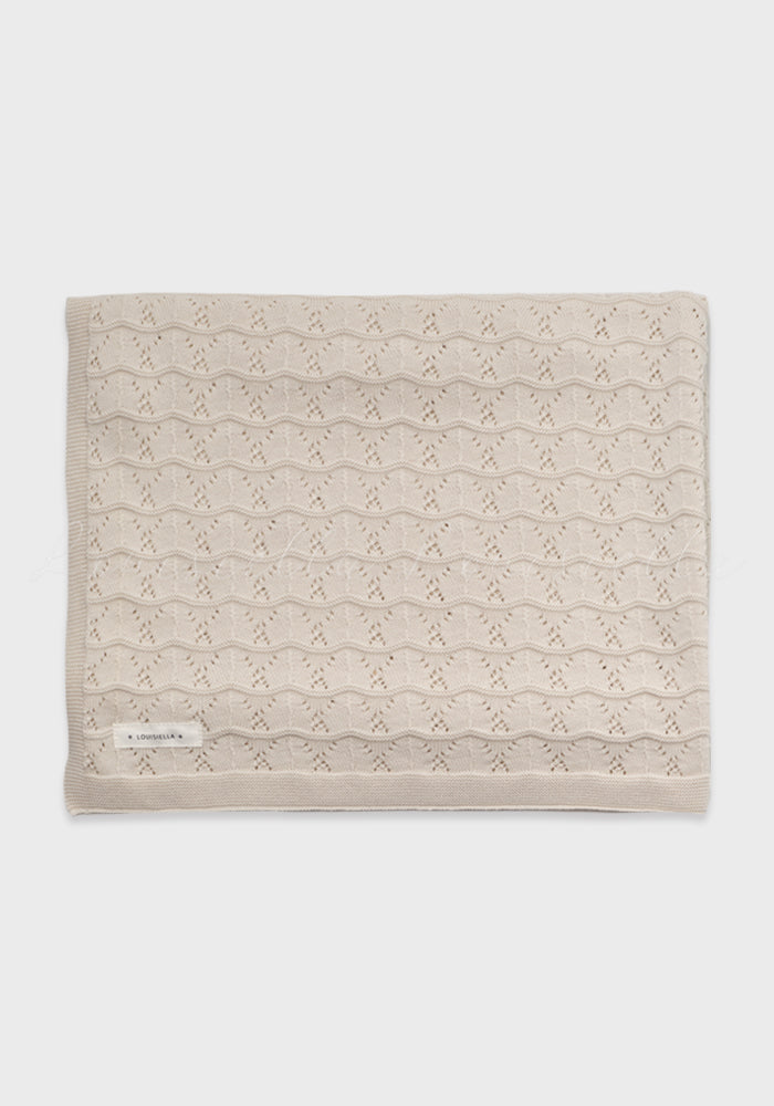 Louisiella Lacey Knit Blanket Pale Beige/Cream