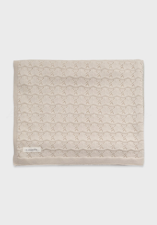 Louisiella Lacey Knit Blanket Pale Beige/Cream