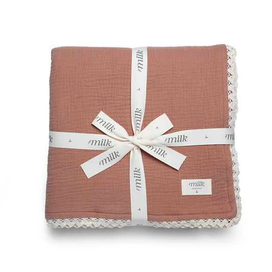 Lace Edge Blanket Terracotta