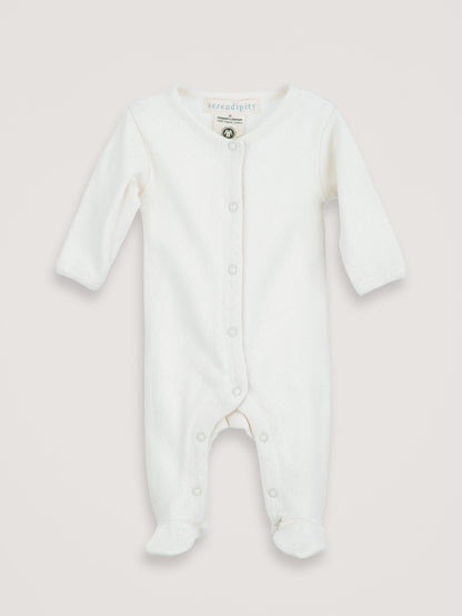 Cotton Pointelle Rib Newborn Coverall