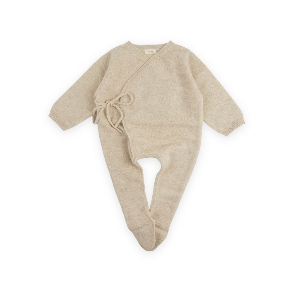 Cashmere Knit Babygrow & Bonnet - Apricot