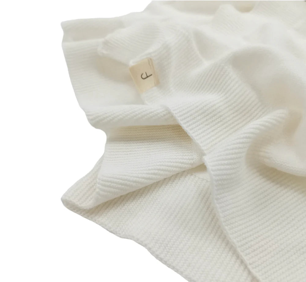 Knitted Cotton Blanket Ivory