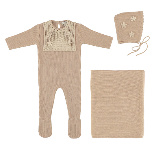Bebe Organic Lucette Romper + Bonnet + Blanket