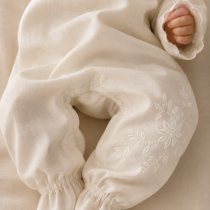 Cotton Embroidered Babygrow & Bonnet