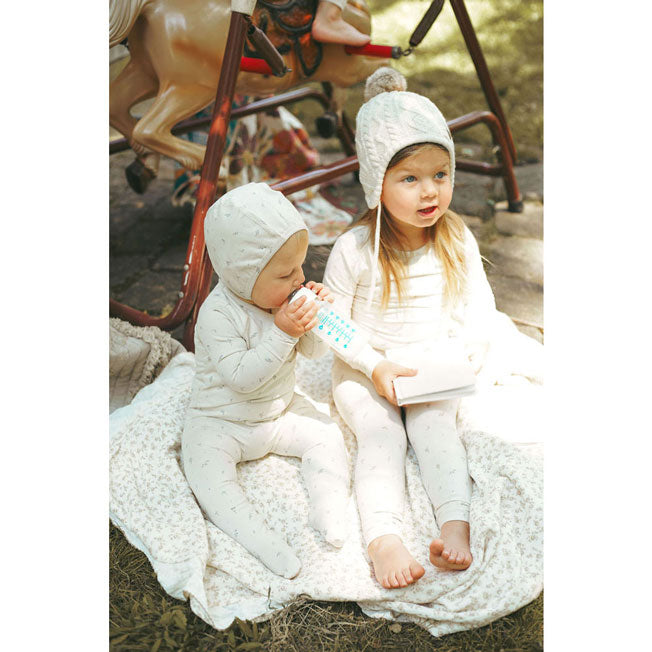 Ladida Layette Blue Tiny Bud Romper + Bonnet