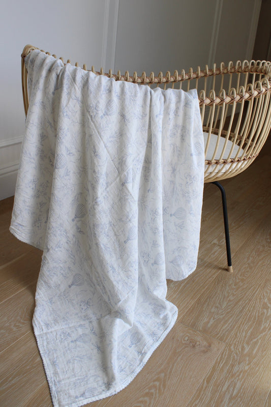 Little Threads
Sky Blue Toile Muslin Blanket