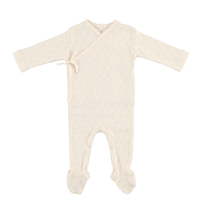 Bebe Organic Natural Heart Pointelle Wrap Overal + Bonnet