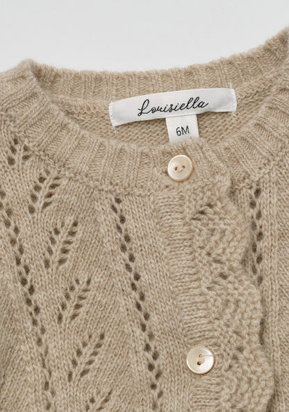 Louisiella Baby Abbie Knit Cardigan- Beige
