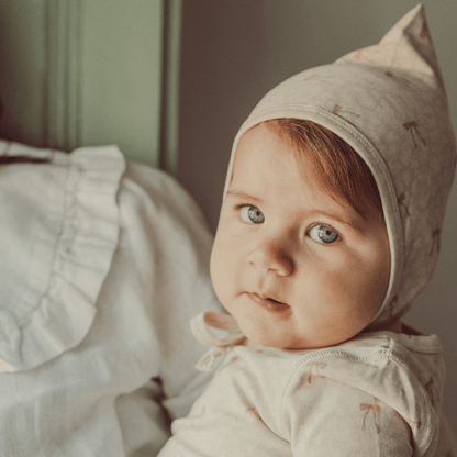 The Printed Romper & Bonnet - Heirloom Bow