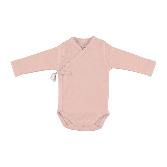 Bebe Organic Pointelle Wrap Onesie & Leggings + Bonnet - Blush