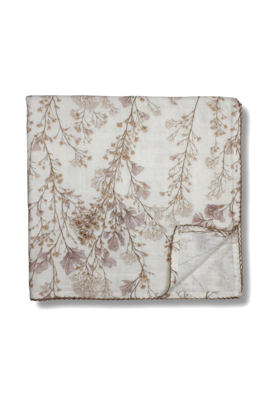 Delicate Neutral Branches Muslin Blanket