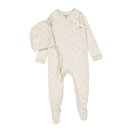 Ladida Layette Blush Tiny Bud Romper + Bonnet