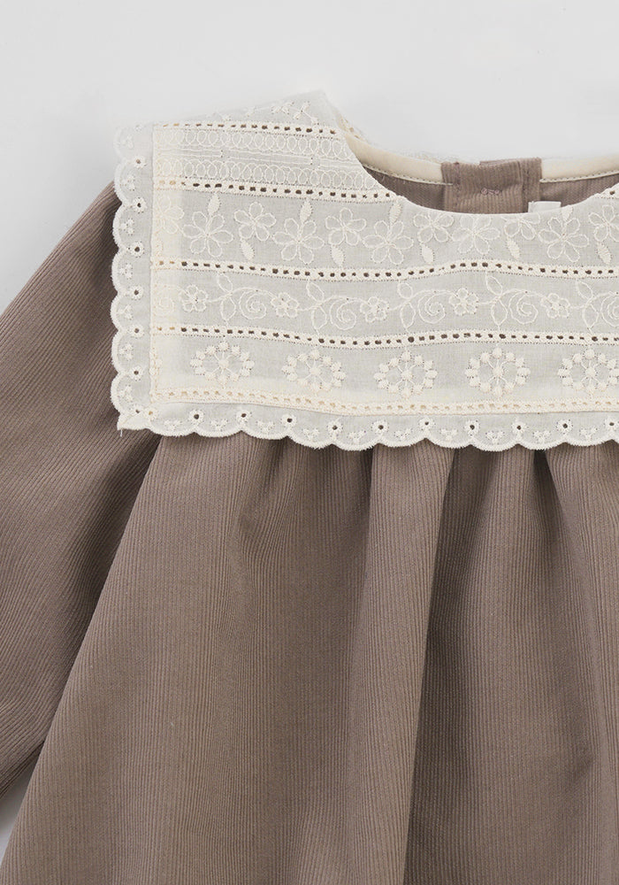 Baby Simona Corduroy Romper - Mocha Pink
