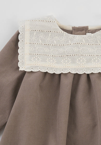 Baby Simona Corduroy Romper - Mocha Pink