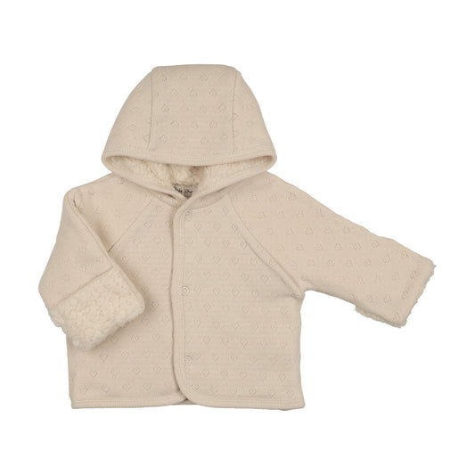 Bebe Organic Jacket Natural Heart Pointelle