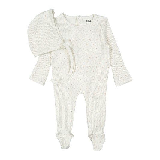 Ladida Layette Taupe Fairytale Romper & Bonnet