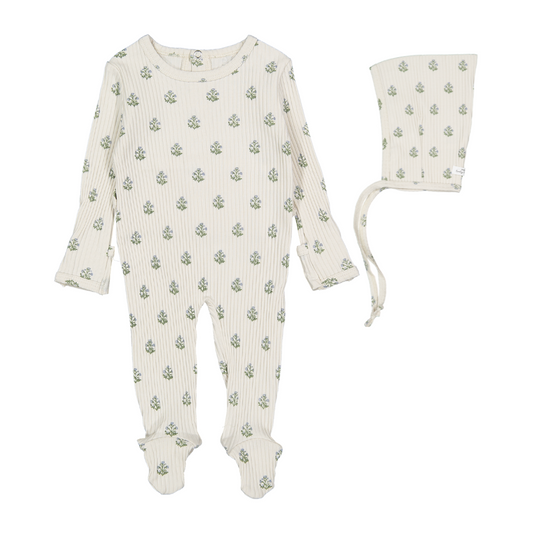 Lovely Littles Zara Footie + Bonnet - Blue