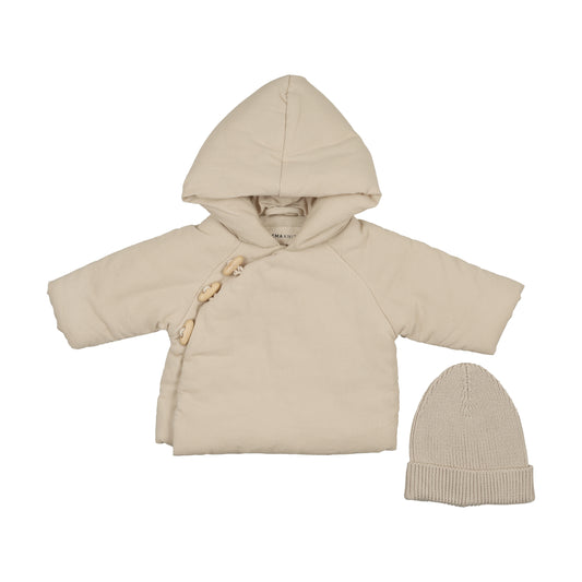 Corduroy Jacket & Knitted Beenie - Stone