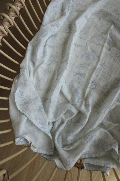 Little Threads
Sky Blue Toile Muslin Blanket
