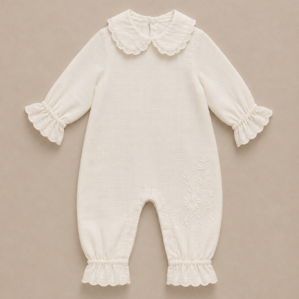 Cotton Embroidered Babygrow & Bonnet