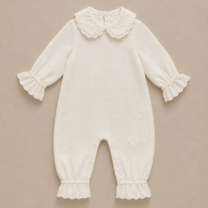 Cotton Embroidered Babygrow & Bonnet
