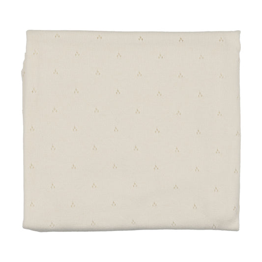 Mema Knits Pointelle Knit Blanket Ivory