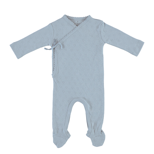 Bebe Organic Sea Heart Pointelle Wrap Overall + Bonnet