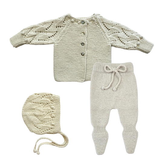 Baby Alpaca Sweater + Pants + Bonnet Set