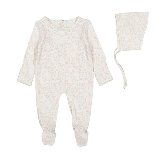 Lovely Littles Flutter Footie + Bonnet - Pink