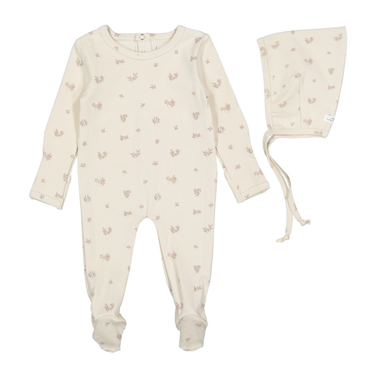 Lovely Littles Footie + Bonnet  Berry Blue
