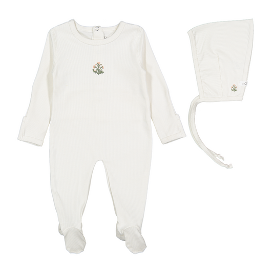 Lovely Littles Zara Embroider Footie + Bonnet - Pink