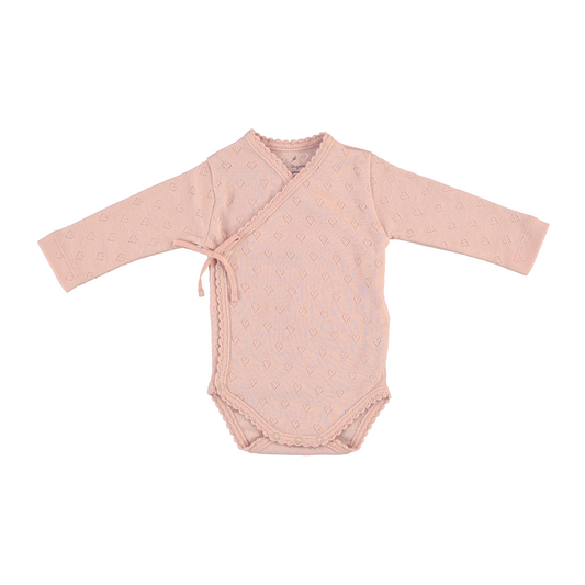 Bebe Organic Blush Heart Pointelle Wrap Onesie & Footed Leggings + Bonnet