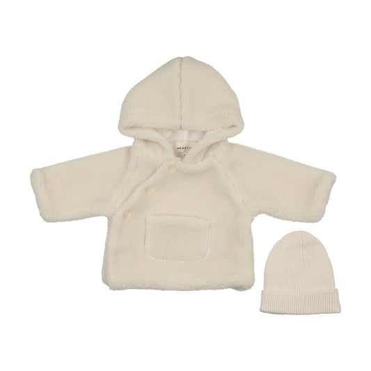 Sherpa Jacket + Knitted Beenie - Ivory