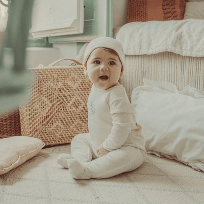 The Printed Romper & Bonnet - Blue Bluebelle