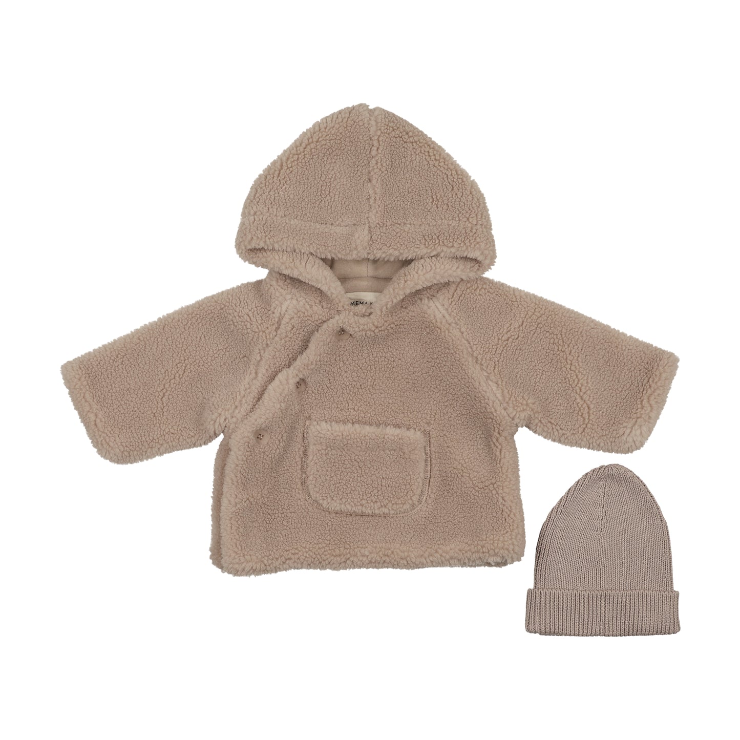 Sherpa Jacket + Knitted Beenie - Beige