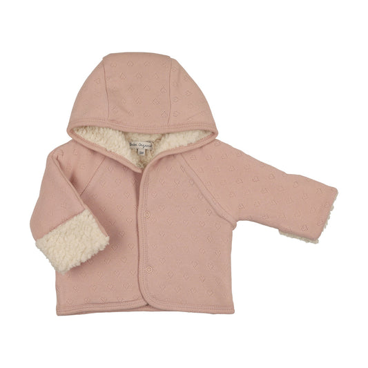 Bebe Organic Jacket Blush Heart Pointelle