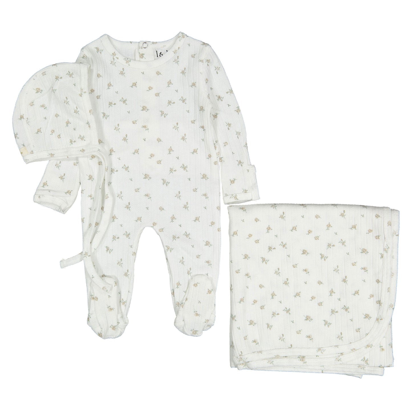 Ladida Layette

Peach Rose Footie+ Bonnet+ Blanket