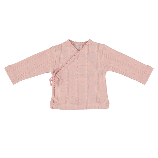 Bebe Organic Wrap Tee / Footed Leggings & Bonnet - Blush